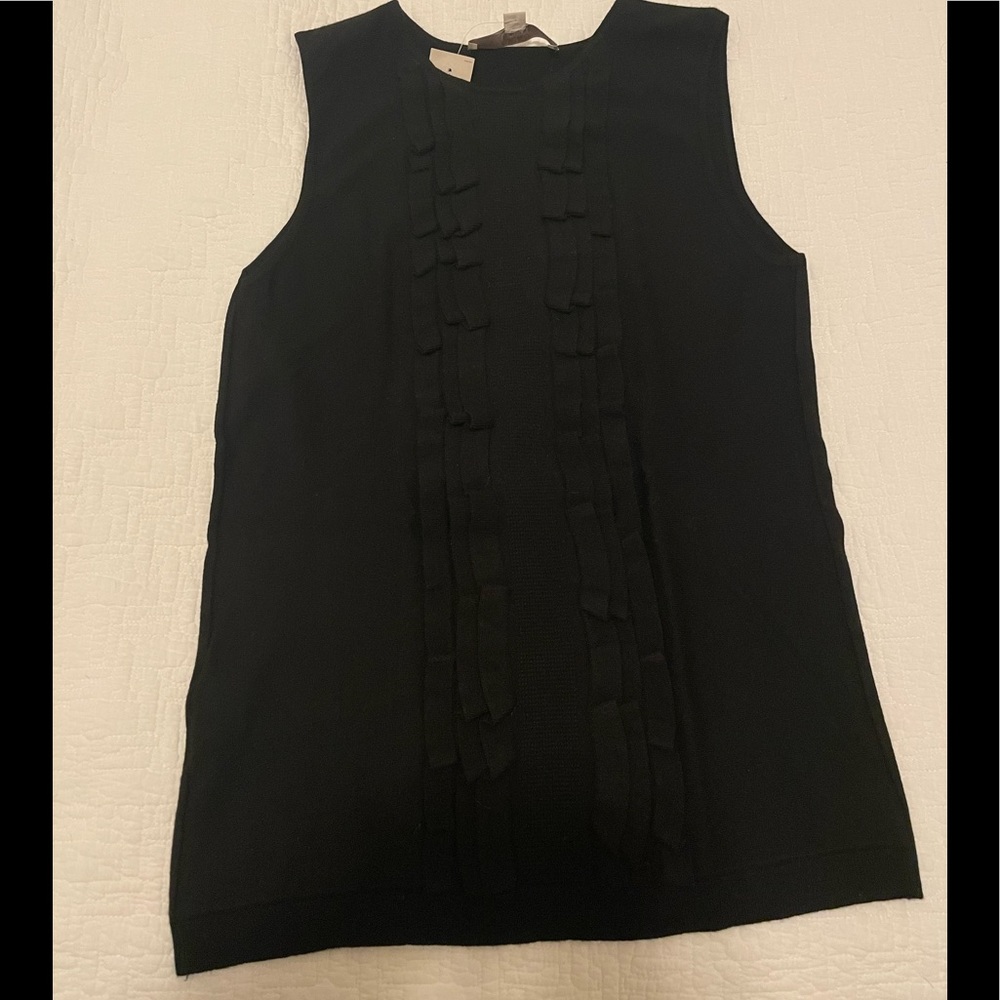 Black Ann Taylor Loft vest with ruffles